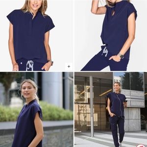 FIGS navy rafaela top xxs brand new